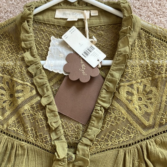 NEW. Anthropologie Forever that Girl beautiful crochet blouse. Olive green. NWT - Picture 2 of 7